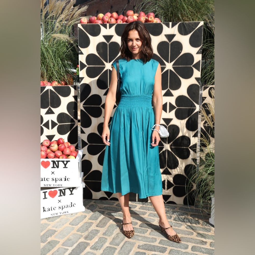 Kate Spade Silk-blend Twill Smocked-waist Dress (Size Small)